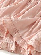 Women Pleated Skirt Patchwork Ruffled - A-Line Midi Women Skirt