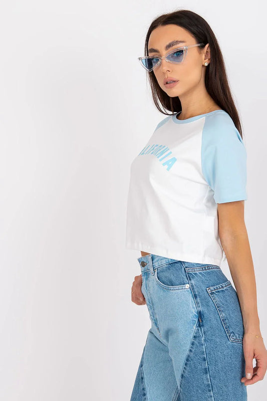 Women Raglan-Sleeves T-Shirt – Stretchable - White, Blue -Guocali