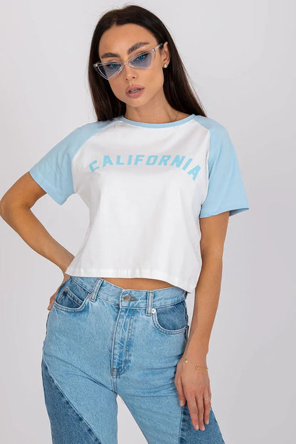 Women Raglan-Sleeves T-Shirt – Stretchable - White, Blue -Guocali