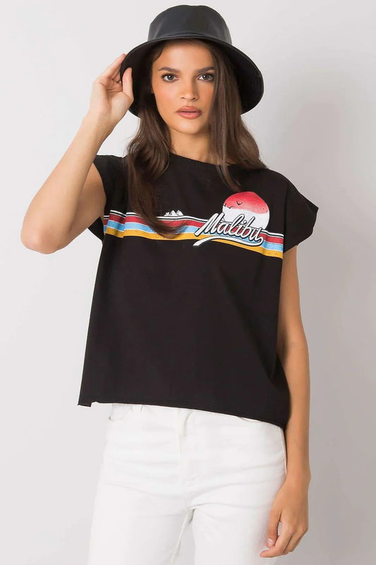 Women Round-Neck Short-Sleeves T-Shirt – Breathable - Black -Guocali