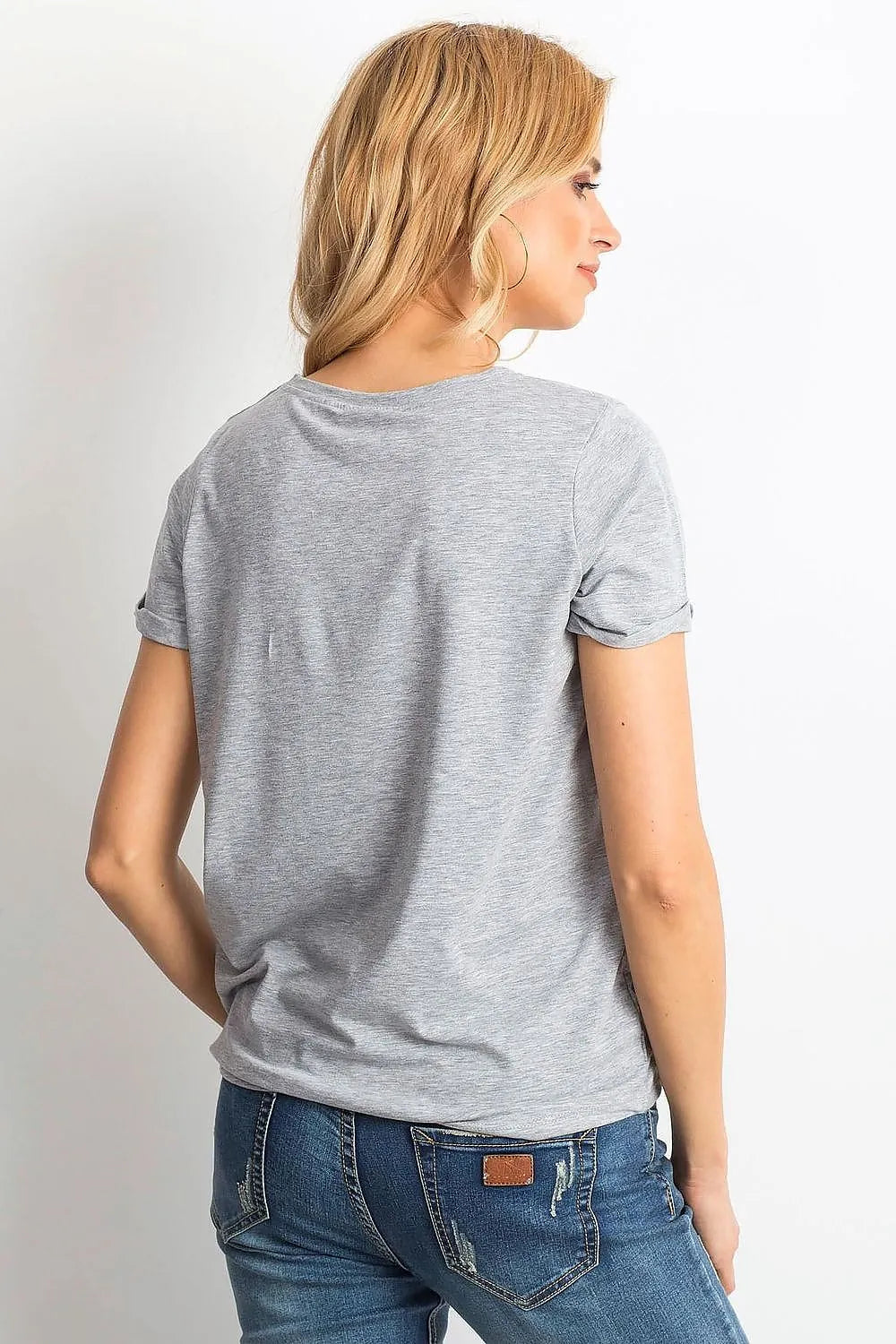 Women Round-Neck Short-Sleeves T-Shirt – Stretchable - Gray -Guocali