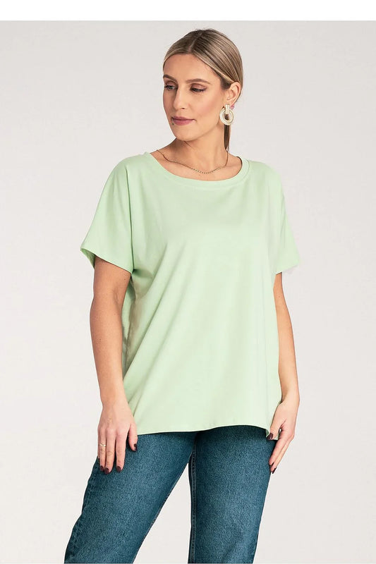 Women Round-Neck Short-Sleeves T-Shirt – Stretchable - Green -Guocali