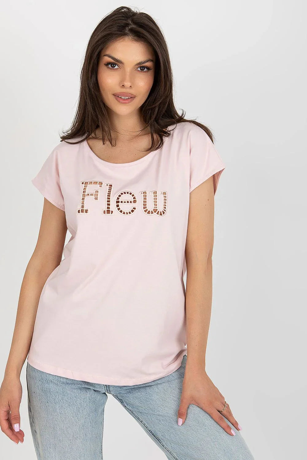 Women Round-Neck Short-Sleeves T-Shirt – Stretchable - Pink -Guocali