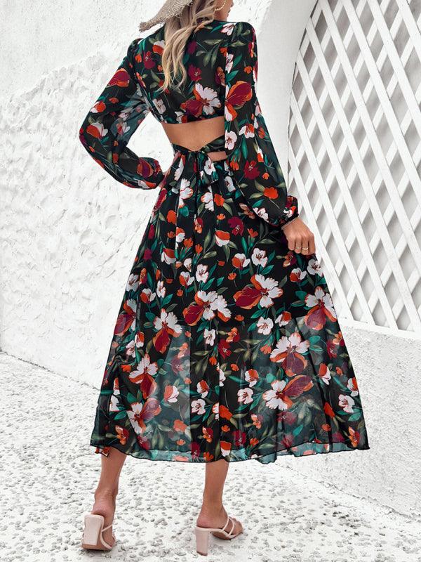 Women Ruffled Waist Printed Summer Dress - Dresses - Guocali