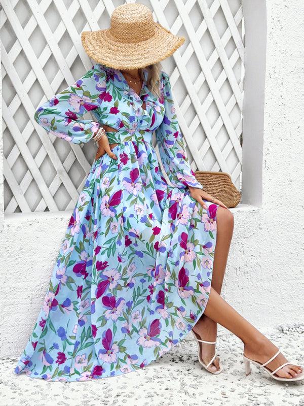 Women Ruffled Waist Printed Summer Dress - Dresses - Guocali