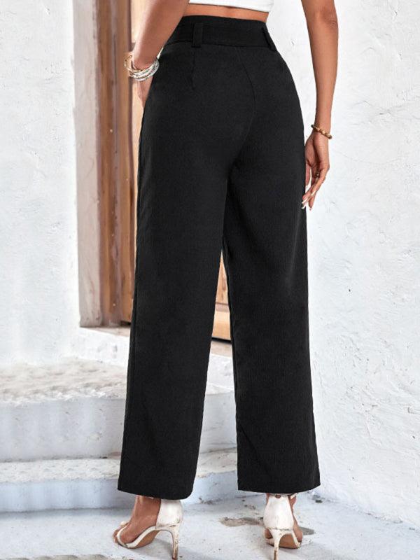 Women's Black Cropped Casual Pants - Casual Pants - Guocali