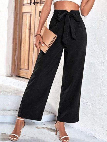 Chic Women's Cropped Pants – High-Waist Flat Front