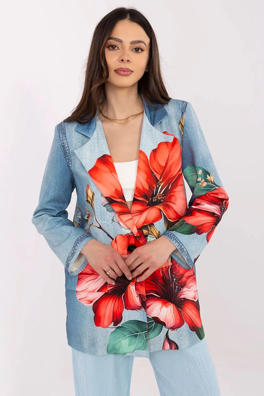 Women's Blazer - Lightweight - 1-Button - Blue, Red, Green, Multicolor -Guocali