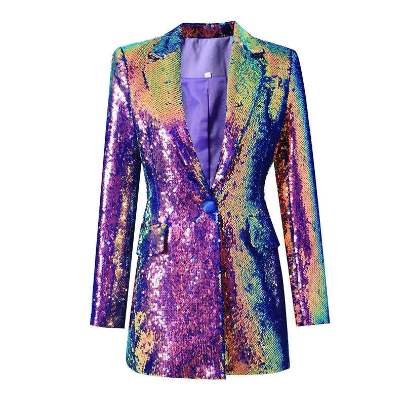 Women's Blazer - Lightweight - 1-Button - Multicolor -Guocali