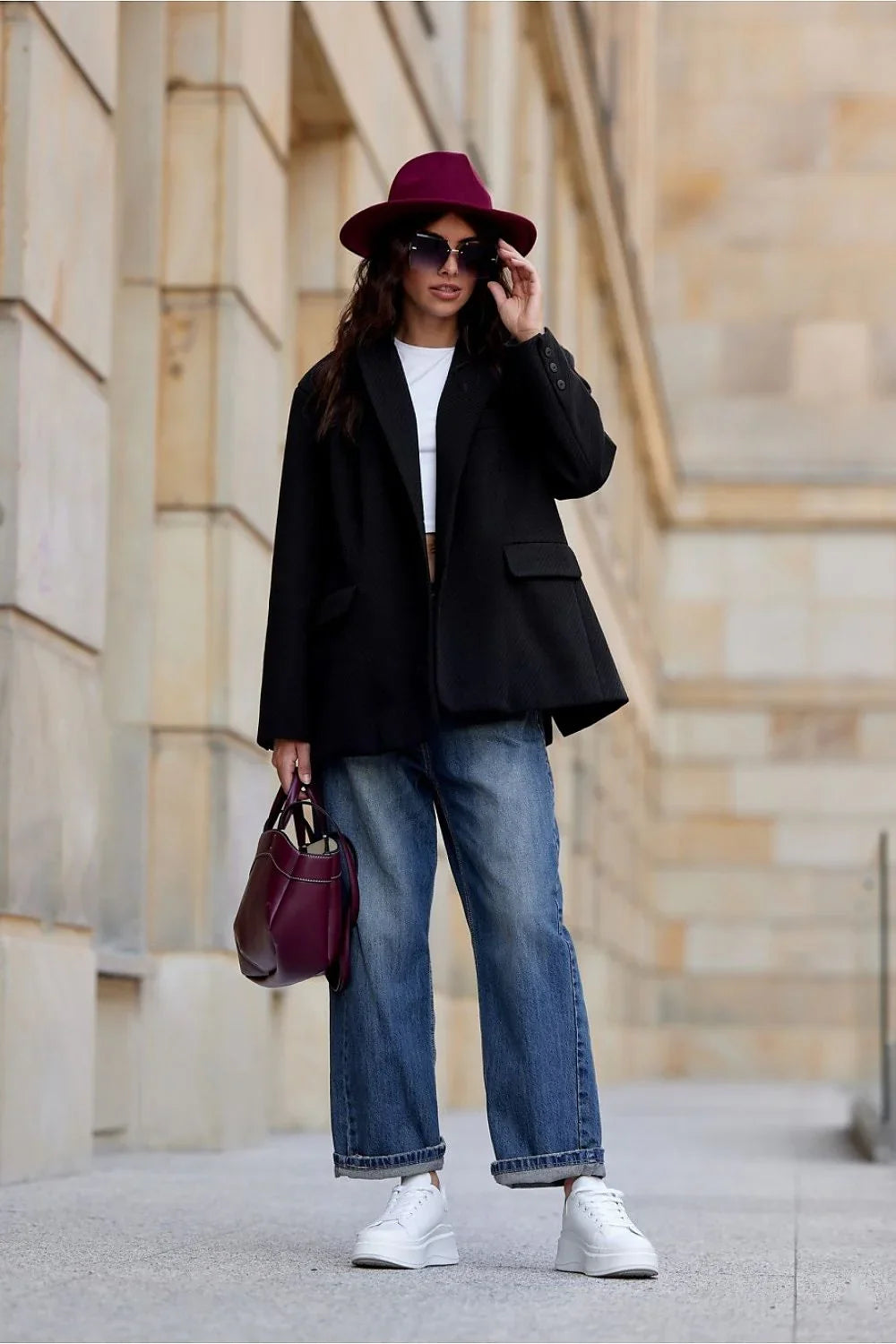 Women's Blazer - Lightweight - Button - Black -Guocali