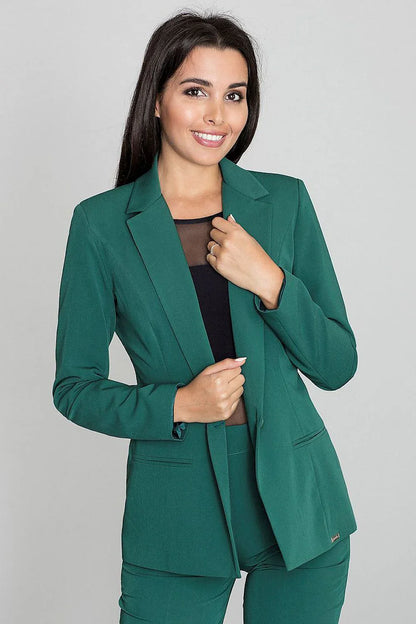 Women's Blazer - Lightweight - Button - Green -Guocali