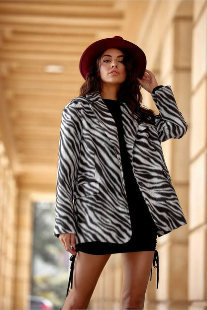 Women's Blazer - Lightweight - Button - Multicolor, Black, White, Gray -Guocali