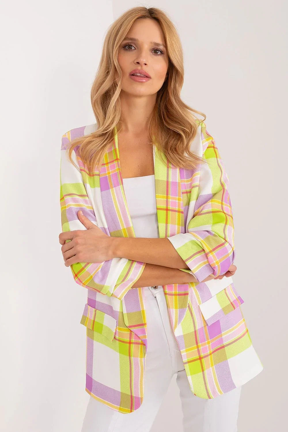 Women's Blazer - Lightweight - Slip-On - Multicolor, White, Yellow, Pink, Green, Purple -Guocali