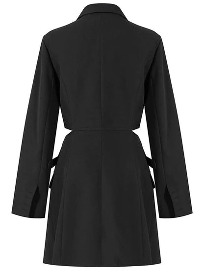 Women's Blazer - Lightweight - Wrap, Belted - Black -Guocali