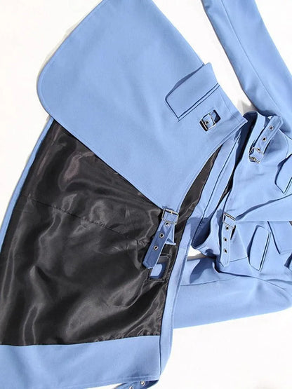 Women's Blazer - Lightweight - Wrap, Belted - Black -Guocali