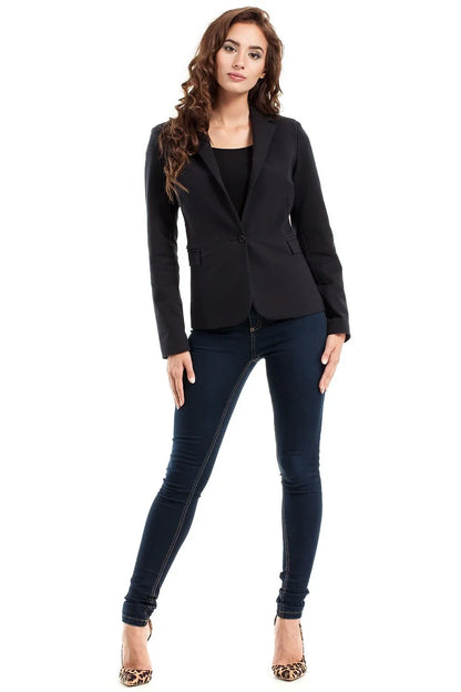 Women's Blazer - Stretchable - 1-Button - Black -Guocali