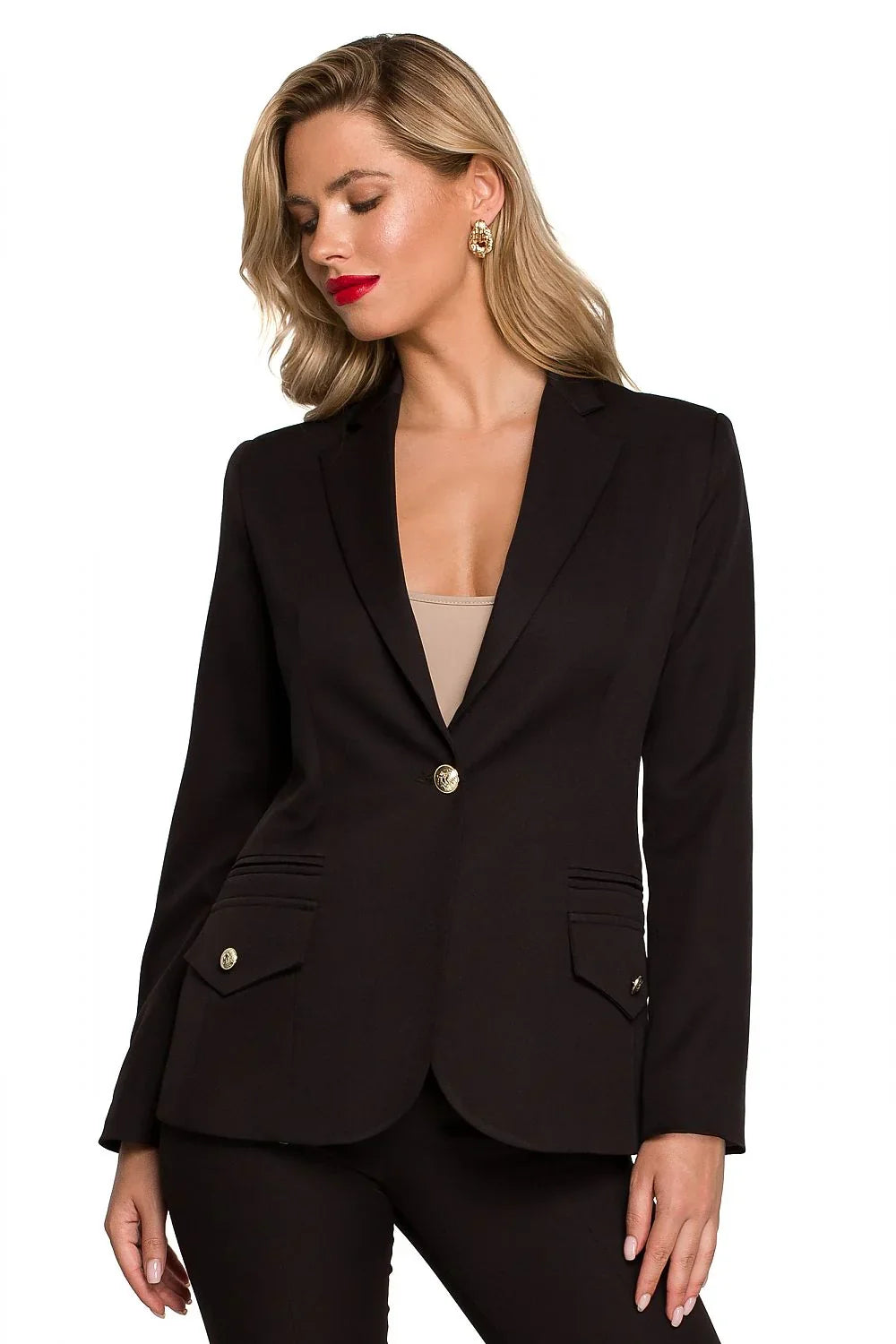 Women's Blazer - Stretchable - 1-Button - Black -Guocali