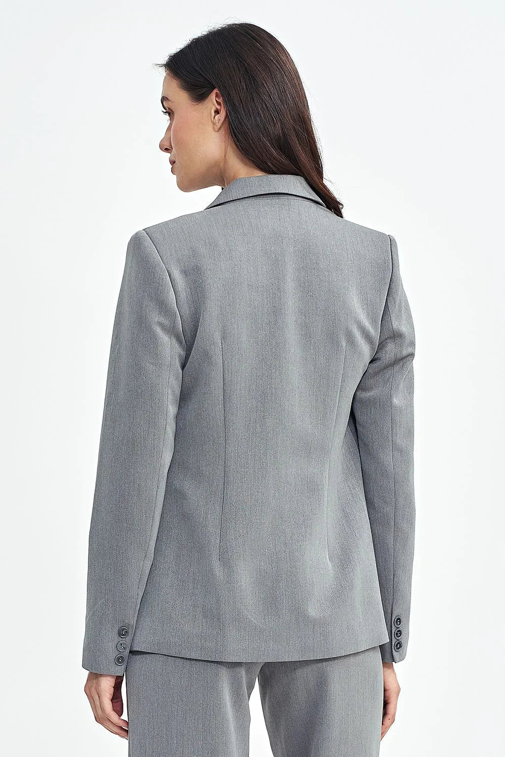 Women's Blazer - Stretchable - 1-Button - Gray -Guocali
