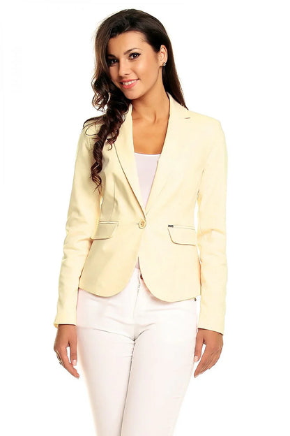 Women's Blazer - Stretchable - 1-Button - Yellow -Guocali