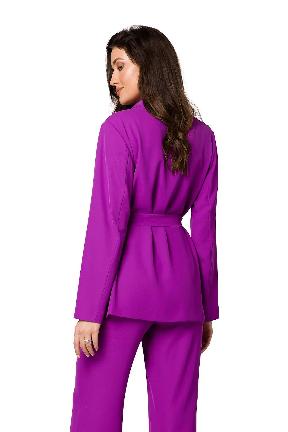 Women's Blazer - Stretchable - Beltted Tie Wrap - Purple -Guocali