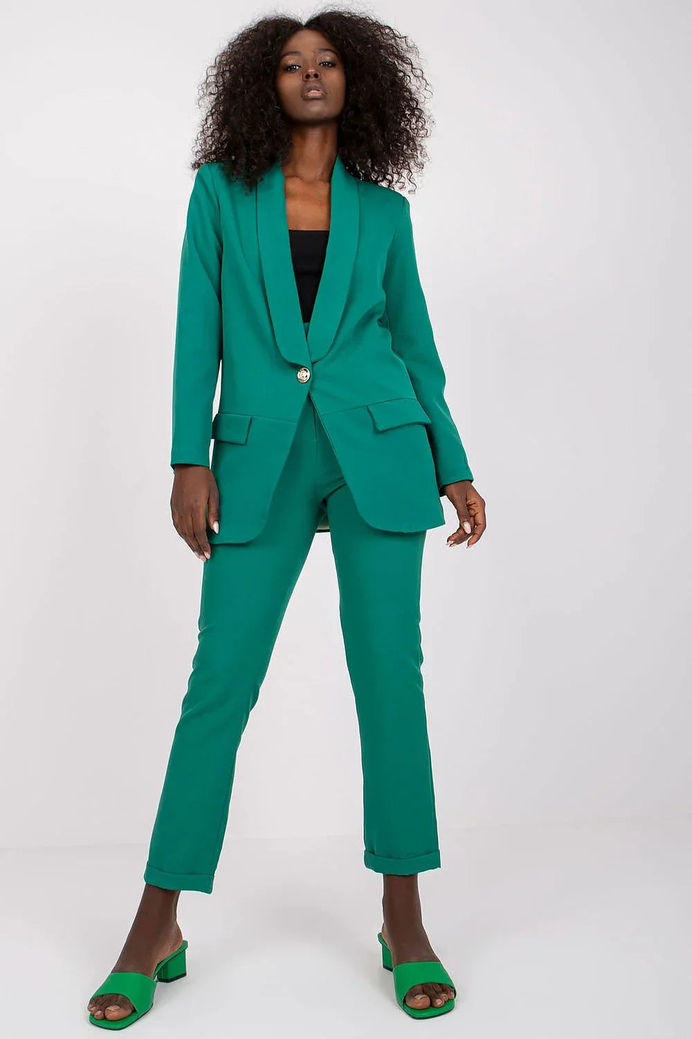 Women's Blazer - Stretchable - Button - Green -Guocali