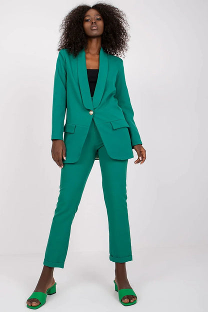 Women's Blazer - Stretchable - Button - Green -Guocali