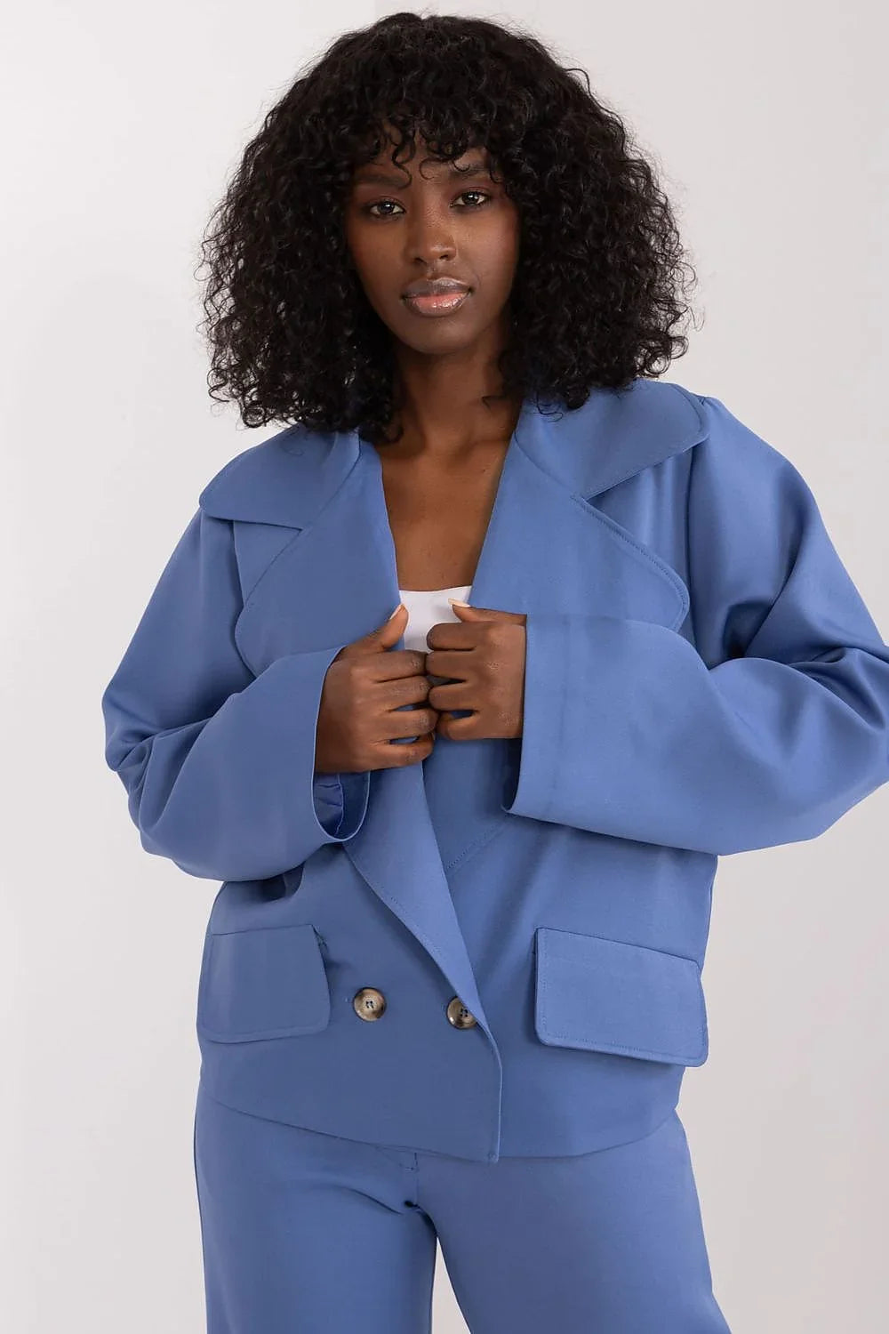 Women's Blazer - Stretchable - Double-Breasted - Blue -Guocali