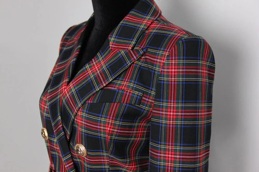 Women's Blazer - Structured - Double Breasted, Belted, Black, Blue, Yellow