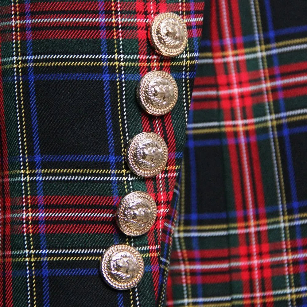 Women's Blazer - Structured - Double Breasted, Belted - Multicolor, Red, Black, Blue, Yellow -Guocali