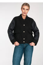 Women's Bomber Jacket - With Pockets Chic, Minimalist - Black
