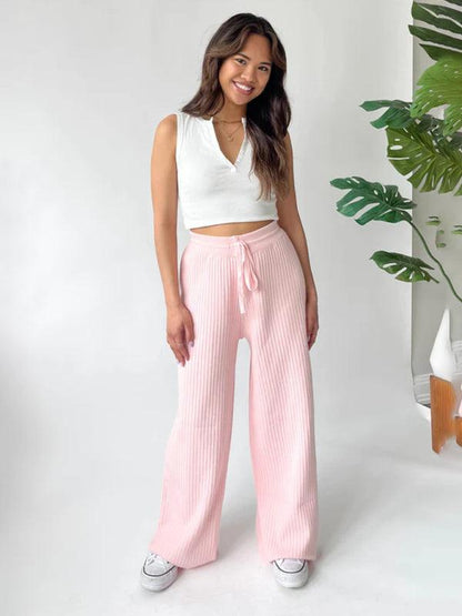 Casual Women's Trousers – High Rise Drawstring Fit