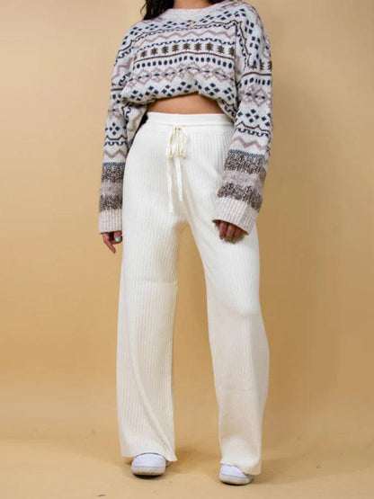 Casual Women's Trousers – High Rise Drawstring Fit