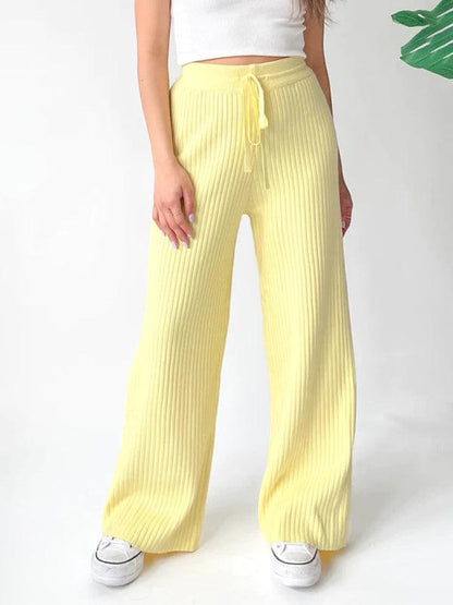 Casual Women's Trousers – High Rise Drawstring Fit