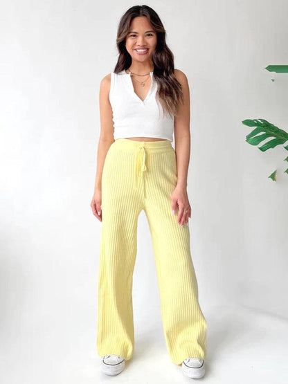 Casual Women's Trousers – High Rise Drawstring Fit