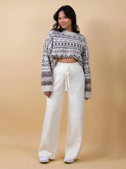 Casual Women's Trousers – High Rise Drawstring Fit