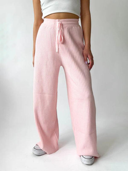 Casual Women's Trousers – High Rise Drawstring Fit