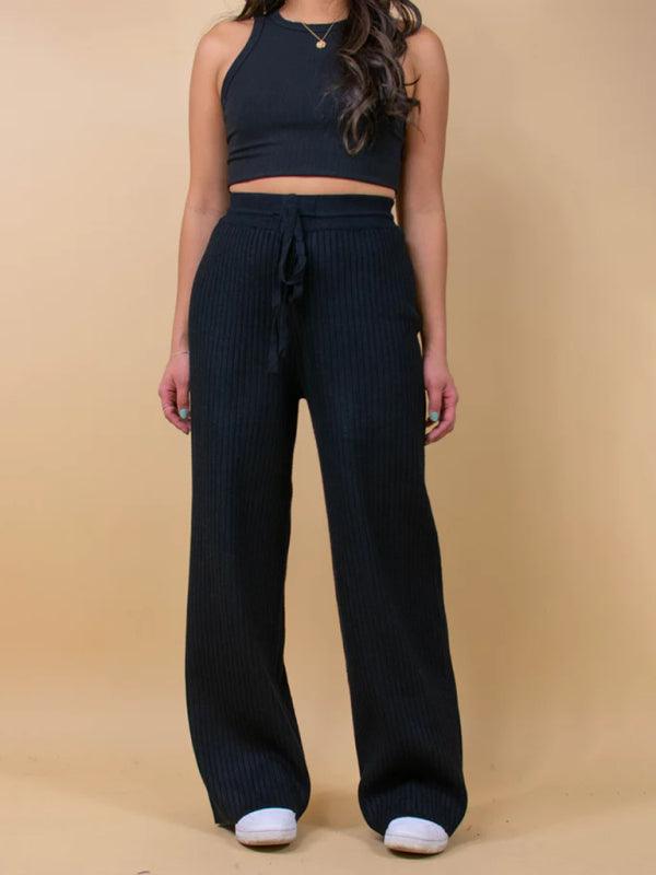 Casual Women's Trousers – High Rise Drawstring Fit