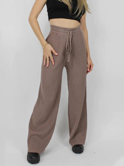 Casual Women's Trousers – High Rise Drawstring Fit