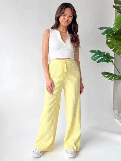 Casual Women's Trousers – High Rise Drawstring Fit