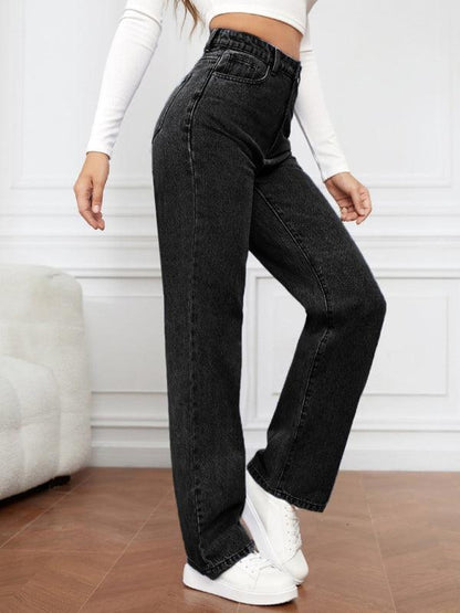 Casual Women Jeans – High-Waist Flat Front
