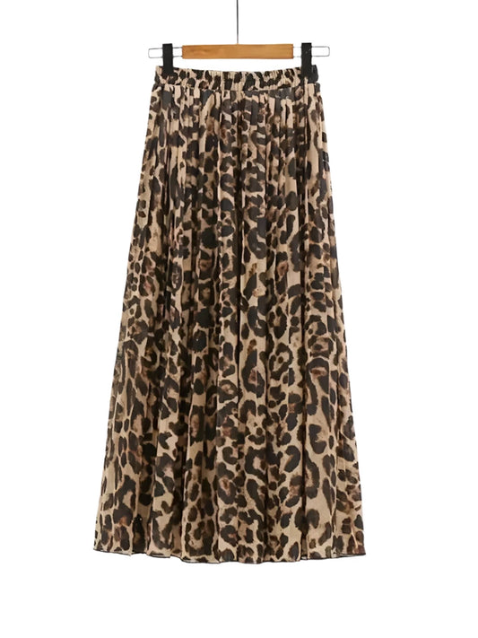 Women's Leopard Print Skirt - Bohemian Elegant Casual - Print Skirt - Guocali