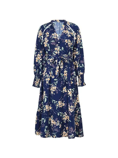 Women's Long Sleeve Floral Dress -Guocali