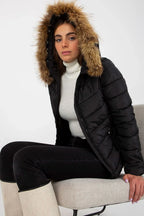 Women's Puffer Jacket - Hooded Chic, Casual - Beige