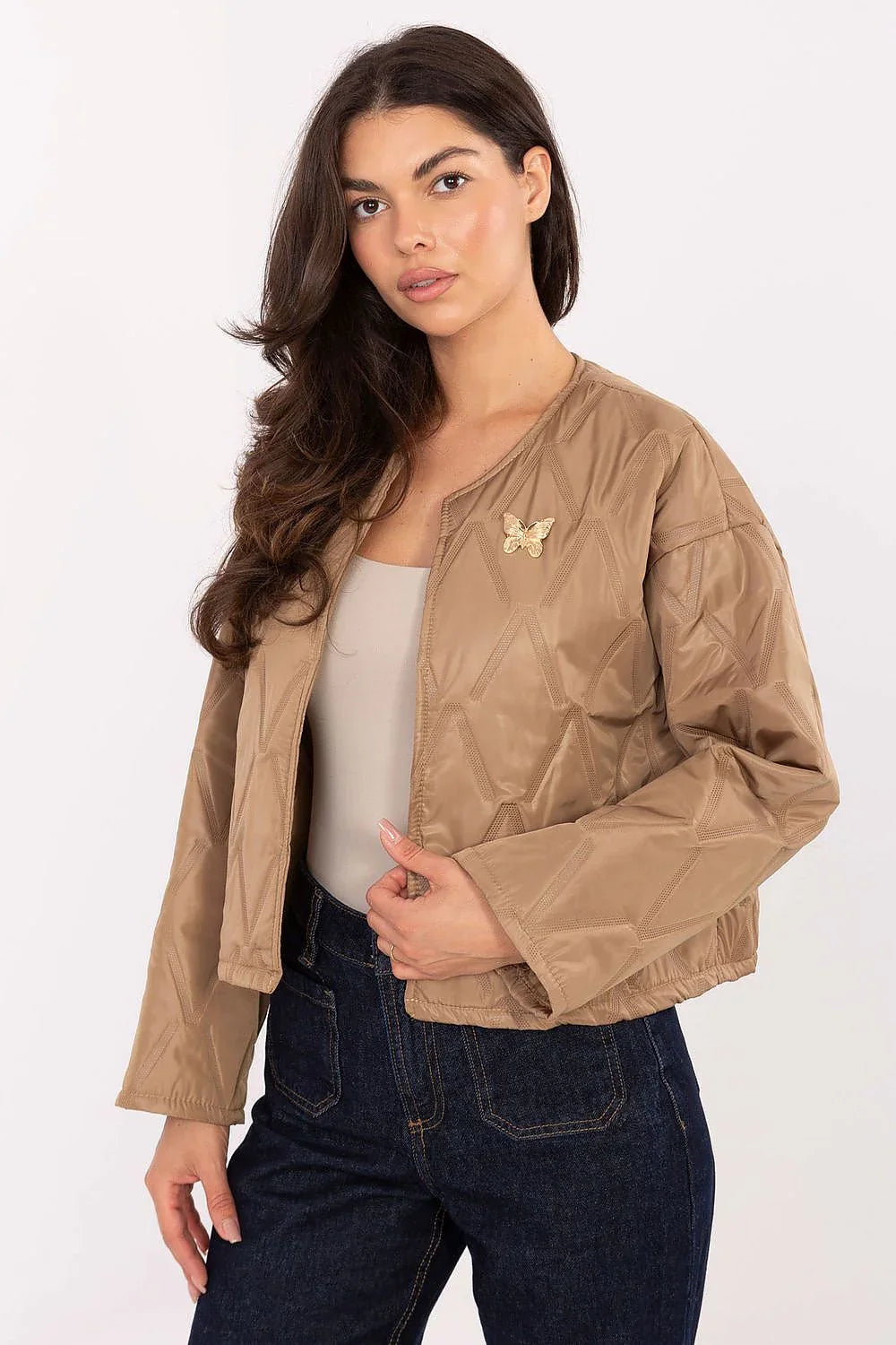 Women's Quilted Jacket - Lightweight Elegant - Brown