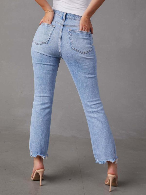 Women's Ripped Jeans: Simple & Casual - Ripped Jeans - Guocali