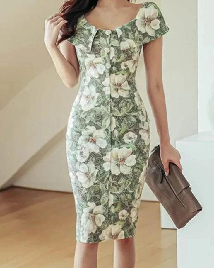 Women’s Ruffle Printed Summer Dress -Guocali