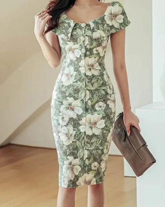 Women’s Ruffle Printed Summer Dress -Guocali