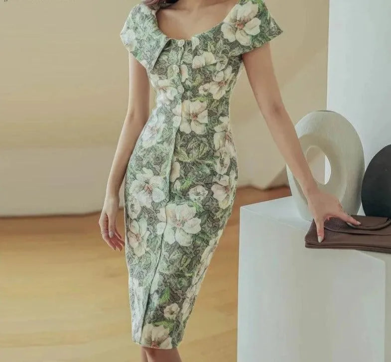 Women’s Ruffle Printed Summer Dress -Guocali