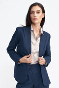 Women's Suit Jacket - Stretchable - 1-Button Blazer - Navy