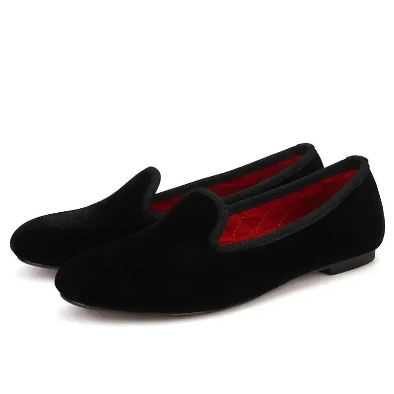 Women's Velvet Loafers Red Insoles -Guocali